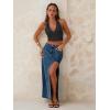 Jean Skirts for Women Maxi Side Slit Sexy Dress 2026 Summer Trendy Sexy Denim Long Skirt(Dark Blue)