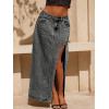 Jean Skirts for Women Maxi Side Slit Sexy Dress 2026 Summer Trendy Sexy Denim Long Skirt(Grey)