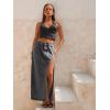 Jean Skirts for Women Maxi Side Slit Sexy Dress 2026 Summer Trendy Sexy Denim Long Skirt(Grey)