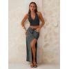 Jean Skirts for Women Maxi Side Slit Sexy Dress 2026 Summer Trendy Sexy Denim Long Skirt(Grey)