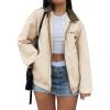 EMMIOL Barn Jean Jacket for Women Zipper 2026 Clean Fit Long Sleeve Denim Jackets(A Khaki Green)