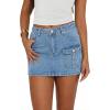 EMMIOL Denim Jean Skirt for Women Low Rise Mini Y2K Summer Sexy Skorts with Pocket Trendy Casual Skirts(Light Blue)