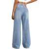 EMMIOL Women’s Wide Leg Baggy Jeans Mid Rise Butt Lifting Stretchy Denim Pants 2026 BBL Boyfriend Back Patchwork Jeans(Light Blue)