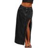 Jean Skirts for Women Maxi Side Slit Sexy Dress 2026 Summer Trendy Sexy Denim Long Skirt(Black)