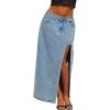 Jean Skirts for Women Maxi Side Slit Sexy Dress 2026 Summer Trendy Sexy Denim Long Skirt(Blue)