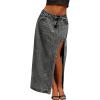 Jean Skirts for Women Maxi Side Slit Sexy Dress 2026 Summer Trendy Sexy Denim Long Skirt(Grey)
