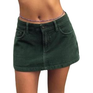 EMMIOL Corduroy Skirts for Women Mid/Low Rised Casual A Line Mini Dress 2026 Trendy Y2k Clothes(Corduroy Green)