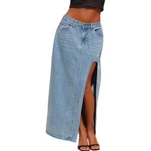 Jean Skirts for Women Maxi Side Slit Sexy Dress 2026 Summer Trendy Sexy Denim Long Skirt(Blue)