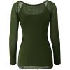 EMMIOL Y2K Mesh Top Women Long Sleeve Shirts Scoop Neck Ruffle Hem Babydoll Blouse Grunge Top(Army Green)