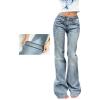 EMMIOL Women Mid-High Waisted Flare Jeans Y2K 90s Vintage Stretchy Bootcut Wide Leg Denim Pants Bell Bottom S Light Blue