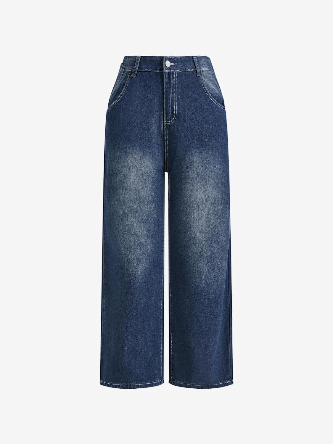 image:imageEMMIOL Women Y2k Baggy Jeans Wide Leg Vintage Denim Pants Gothic Mid High Waisted Trousers TrendyBlue