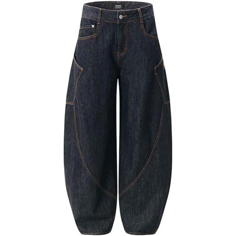 image:imageEMMIOL Womens Rivet Y2K Wide Leg Jeans Low Rise Baggy Jeans Straight Denim Pants Trendy SpringBb003black