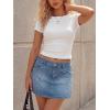 EMMIOL Jean Skirts for Women Denim – Y2k A Line Mini Skirt with Shorts Stretchy Pockets Summer Skort Trendy(Blue)
