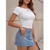 EMMIOL Jean Skirts for Women Denim – Y2k A Line Mini Skirt with Shorts Stretchy Pockets Summer Skort Trendy(Light Blue)
