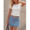 EMMIOL Jean Skirts for Women Denim – Y2k A Line Mini Skirt with Shorts Stretchy Pockets Summer Skort Trendy(Light Blue)