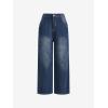 EMMIOL Women Y2k Baggy Jeans Wide Leg Vintage Denim Pants Gothic Mid High Waisted Trousers Trendy(Blue)