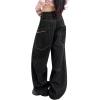 EMMIOL Womens Rivet Y2K Wide Leg Jeans Low Rise Baggy Jeans Straight Denim Pants Trendy Spring(Bb003-black)