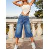 EMMIOL Long Baggy Denim Jorts for Women – High Waisted Bermuda Y2k Jean Shorts Wide Leg Casual Streetwear Summer Shorts(Mid Blue)