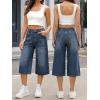 EMMIOL Long Baggy Denim Jorts for Women – High Waisted Bermuda Y2k Jean Shorts Wide Leg Casual Streetwear Summer Shorts(Navy Blue)