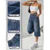 EMMIOL Long Baggy Denim Jorts for Women – High Waisted Bermuda Y2k Jean Shorts Wide Leg Casual Streetwear Summer Shorts(Navy Blue)