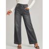 EMMIOL Wide Leg Jeans for Women Stretchy High Waisted Pull On Jeans Baggy Trendy Elastic Straight Denim Pants(Black)