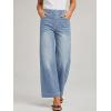 EMMIOL Wide Leg Jeans for Women Stretchy High Waisted Pull On Jeans Baggy Trendy Elastic Straight Denim Pants(Light Blue)