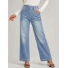 EMMIOL Wide Leg Jeans for Women Stretchy High Waisted Pull On Jeans Baggy Trendy Elastic Straight Denim Pants(Light Blue)
