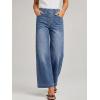 EMMIOL Wide Leg Jeans for Women Stretchy High Waisted Pull On Jeans Baggy Trendy Elastic Straight Denim Pants(Mid Blue)