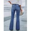 EMMIOL Flare Jeans for Women Mid High Waisted Tummy Control Pants 2026 Front Pockets Bootcut Denim Jeans(Dark Blue)