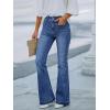 EMMIOL Flare Jeans for Women Mid High Waisted Tummy Control Pants 2026 Front Pockets Bootcut Denim Jeans(Dark Blue)