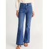 EMMIOL Flare Jeans for Women Mid High Waisted Tummy Control Pants 2026 Front Pockets Bootcut Denim Jeans(Dark Blue)