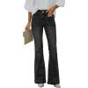 EMMIOL Flare Jeans for Women Mid High Waisted Tummy Control Pants 2026 Front Pockets Bootcut Denim Jeans(Black)