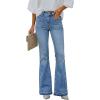 EMMIOL Flare Jeans for Women Mid High Waisted Tummy Control Pants 2026 Front Pockets Bootcut Denim Jeans(Blue)