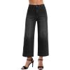 EMMIOL Women’s Wide Leg Jeans High Waisted Trendy Front Seamed Baggy Jeans Vintage Denim Pants with Pockets(Black)