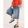 EMMIOL Machine Wash Y2K Jorts Women Wide Leg Baggy Long Jean Shorts Loose Fit Grunge Bermuda Denim Pants(Ab002-blue)