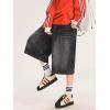 EMMIOL Machine Wash Y2K Jorts Women Wide Leg Baggy Long Jean Shorts Loose Fit Grunge Bermuda Denim Pants(Ab005-black)
