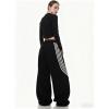 EMMIOL Women’s Y2K Baggy Barrel Striped Sweatpants, High Waisted Wide Leg Pants, Joggers with Drawstring Waist and Cuffs(Black)