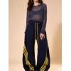 EMMIOL Women’s Y2K Baggy Barrel Striped Sweatpants, High Waisted Wide Leg Pants, Joggers with Drawstring Waist and Cuffs(Dark Blue)