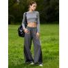 EMMIOL Women’s Y2K Baggy Barrel Striped Sweatpants, High Waisted Wide Leg Pants, Joggers with Drawstring Waist and Cuffs(Grey)