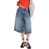 EMMIOL Machine Wash Y2K Jorts Women Wide Leg Baggy Long Jean Shorts Loose Fit Grunge Bermuda Denim Pants(Ab002-blue)