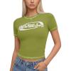 EMMIOL Y2k Fairy Grunge Short Sleeve Shirts For Women – Vintage Cute Summer V Neck Crop Tops Emo Gothic Clothes Workout Tops(Green)