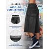 EMMIOL Baggy Jorts for Women Wide Leg Denim Shorts Y2k Elastic Waist Bermuda Streetwear Boyfriend Jean Shorts with Pockets(Black)