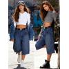 EMMIOL Baggy Jorts for Women Wide Leg Denim Shorts Y2k Elastic Waist Bermuda Streetwear Boyfriend Jean Shorts with Pockets(Dark Blue)