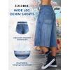 EMMIOL Baggy Jorts for Women Wide Leg Denim Shorts Y2k Elastic Waist Bermuda Streetwear Boyfriend Jean Shorts with Pockets(Light Blue)