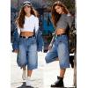 EMMIOL Baggy Jorts for Women Wide Leg Denim Shorts Y2k Elastic Waist Bermuda Streetwear Boyfriend Jean Shorts with Pockets(Light Blue)