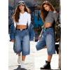 EMMIOL Baggy Jorts for Women Wide Leg Denim Shorts Y2k Elastic Waist Bermuda Streetwear Boyfriend Jean Shorts with Pockets(Mid Blue)