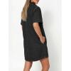 EMMIOL Button Down Denim Dress for Women – Short Sleeve Babydoll Mini Jean Shirt Dresses Summer Casual Trendy Outfits, Black, XS