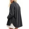 EMMIOL Denim Shirt Women Button Down Long Sleeve Denim Blouse 2026 Hidden Button Jean Shirt Oversized Casual Tops(Black)
