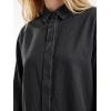 EMMIOL Denim Shirt Women Button Down Long Sleeve Denim Blouse 2026 Hidden Button Jean Shirt Oversized Casual Tops(Black)