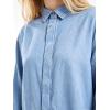 EMMIOL Denim Shirt Women Button Down Long Sleeve Denim Blouse 2026 Hidden Button Jean Shirt Oversized Casual Tops(Light Blue)